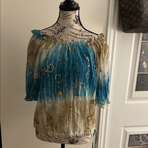 🫏Chic Off-Shoulder Blouse with Gold Accents